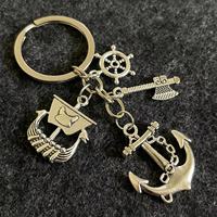 Accessoires de porte-clés personnalisés : Navire viking pirate, phare, hache de bataille, ancre, crâne, casque, éléments de jeu nautiques