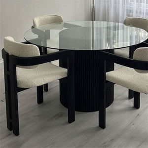 Wholesale High Quality Kitchen Table Set 6 <strong>Chairs</strong> Wood Bohemian Wooden Seat Wooden <strong>Dining</strong> <strong>Chairs</strong> with Lamb <strong>Velvet</strong> - Product Image 6
