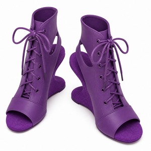 <span class=keywords><strong>Sandali</strong></span> con zeppa viola da donna all'ingrosso, con tacco alto e punta aperta, allacciati alla caviglia - Product Image 5