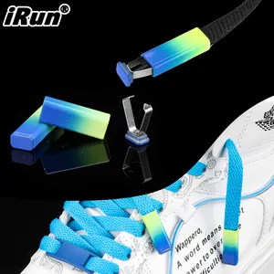 IRun-سلسلة معدنية مخصصة مجعدة ألوان متدرجة حسب الطلب, سلسلة قصيرة قزحية مخصصة ، ملحقات أحذية رياضية ، أطراف بأربطة معدنية