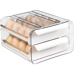 Hot Selling Kitchen Egg Trays Holder Cheap Transparent Stackable Plastic 2 Layer Grids Drawer Type Refrigerator Egg <b>Storage</b> <b>Box</b> - Product Image 1