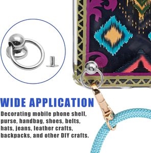 Kyuionty Rivets à vis à tête ronde avec anneau de traction, en métal, pour artisanat du cuir DIY, rivets à vis en O, rivets à clous pour sacs et murs - Product Image 6