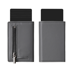 Casekey Wholesale Slim Trifold Nappa Real Leather Popup <b>Wallet</b> Case Minimalist Smart <b>Wallet</b> Coin Magnetic Closure Card <b>Holder</b> - Product Image 2
