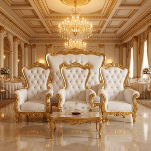 Modern European Style Throne Single Seat Wedding <b>Chairs</b> Wood Leather Solid Back <b>Foldable</b> Banquet Events-Durable Commercial - Product Image 1