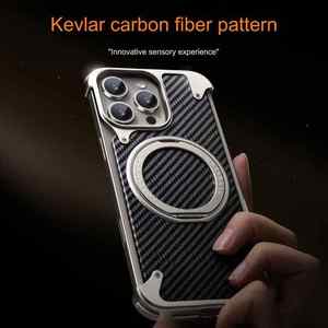 Ốp lưng kim loại hợp kim nhôm carbon cao cấp cho iPhone 16 Pro Max với giá đỡ vòng từ tính 360 độ ẩn cho iPhone 17 Pro - Product Image 4