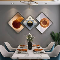 Tableau Mural Design Moderne pour Salon, Peintures Murales Décoratives Métalliques Luxe Or, Horloges Décoration Murale Maison