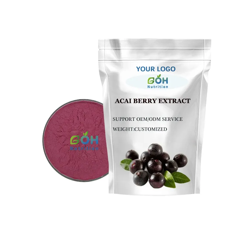 Suministro de GOH, ingredientes cosméticos de alta calidad, polvo de extracto de bayas de Acai 99%