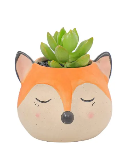 Fox Flower Plant Pot for Home and Garden Decoration Shape Ceramic Factory Direct Mini Cute Animal Used with Flower/green Plant