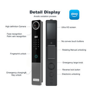 Kunci Pintu Pintar Modern menampilkan Alexa Tuya mendukung pemindai Nadi telapak tangan ID sidik jari dan pengenalan wajah kunci pintu pintar - Product Image 4