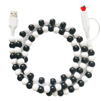 Câble de charge multi-prise 2-en-1 certifié MFi, charge rapide, avec perles décoratives, 1m, pour filles et femmes, compatible iPhone 16 15 14 13 Pro