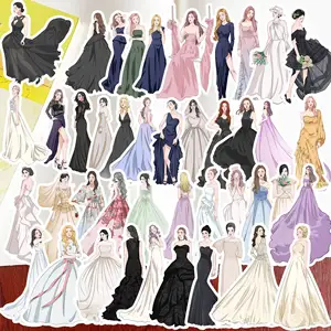 50 cái/gói Váy Cưới Nhân Vật Mặc Dán Công Chúa Thẩm Mỹ Phong Cách Trang Trí Điện Thoại Di Động Trường Hợp Sổ Tay Album