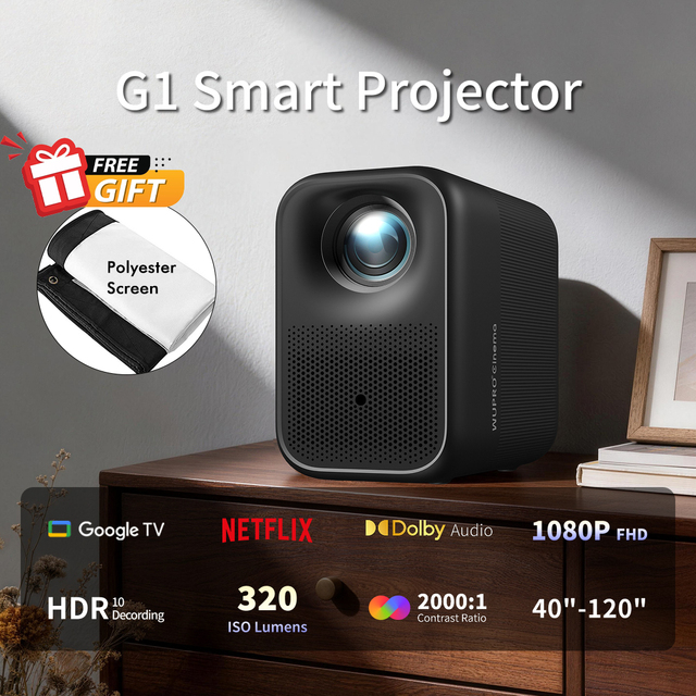 Wholesale Wupro G1 LCD Mini Portable Projector 1080P FHD 4K Support 2+16GB 320 ISO Lumens Smart LED Projector