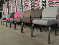 Fauteuil d'Église Vente en Gros Pas Cher 18,5 Pouces avec Logo Personnalisé, Cadre en Fer, Empilable, Coussin Épais et Verrouillable