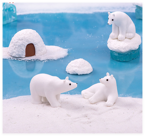 Jardins féériques, créatures miniatures en résine 3D, animaux, ours polaire, phoque, maison de glace, dessin animé, figurines miniatures 3D pour enfants, jouets - Product Image 4