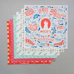 กระดาษห่ออาหารเคลือบแว็กซ์พิมพ์ลายตามสั่ง ขนาด 10x10 นิ้ว สีชมพู ลายดอกบลูฟลอรัล สี่สี แบบแผ่นหลวม  ธีมเลมอน พิมพ์สีเต็มแผ่น ไม่เป็นคราบไขมัน - Product Image 2
