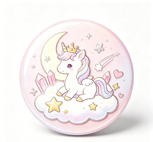เข็มกลัดโลหะรูปยูนิคอร์นน่ารักเคลือบแข็งแบบวงกลม ของสะสมตกแต่งศิลปะ - Product Image 1