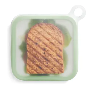 Wholesale Portable Silicone Sandwich Toast Bento Box With Handle Food <b>Container</b> <b>Snack</b> Student Office Worker Lunch - Product Image 2