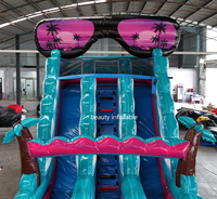Toboggan aquatique gonflable commercial en PVC à double piste grande capacité avec piscine pour fêtes d'enfants, parcs d'aventure, personnalisable