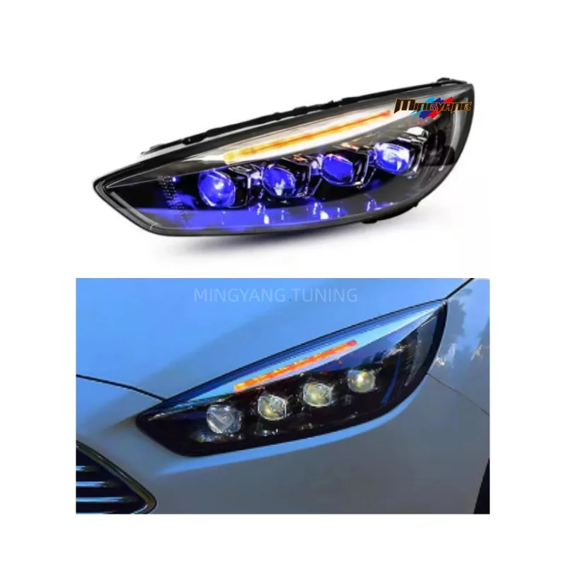 Хрустальная лампа, 4 объектива, 2015-2017 фары, фары для автомобиля, аксессуары для Ford Focus