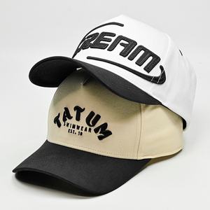 Gorras de Béisbol Ajustables de 2 Tonos al por Mayor con Logotipo Personalizado, 100% Algodón, Gorra Deportiva de 5 Paneles, Gorra de Béisbol con Bordado 3D en Relieve OEM - Product Image 1