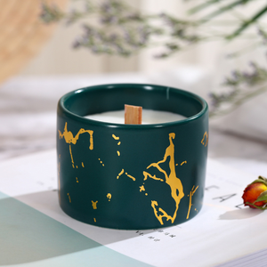 Bougie d'aromathérapie artisanale avec coupelle en céramique, mèche en bois, parfum de luxe créatif et romantique <span class=keywords><strong>rose</strong></span>, senteur artisanale - Product Image 2