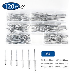 Kit de 180 rivets aveugles à tête dôme M3.2 M4 M4.8 en aluminium à extrémité ouverte - Product Image 4