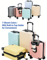 Valise rigide à rayures verticales grises avec logo personnalisé, valise à roulettes légère de 20 pouces avec serrure TSA, valise de voyage en gros