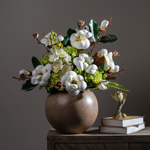 Composizione Floreale di Lusso <span class=keywords><strong>in</strong></span> Seta Artificiale, Ramo di Magnolia Realistico Bianco <span class=keywords><strong>in</strong></span> <span class=keywords><strong>Vaso</strong></span>, Decorazione per Casa, Regalo di Natale e Laurea - Product Image 4