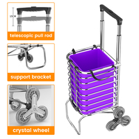Chariot de courses pliable Lupai 35L OEM pour escaliers, 6 roues, capacité 40 kg, en aluminium/PVC, pour le transport de marchandises et le rangement