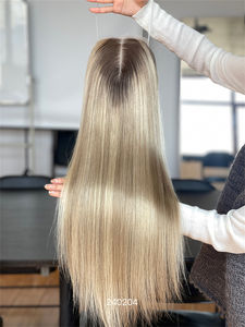 Shy 2024 nueva llegada Mini peluca resaltar Balayage transparente 20 pulgadas 8*8 encaje frontal Topper Bleach nudos sedoso recto - Product Image 2