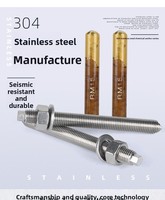 Chevilles chimiques, chevilles à expansion, vis d'ancrage M8-M10-M12-M14-M16-M30, double tête argentée