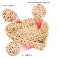 Set van 3 natuurlijke waterhyacint opbergmanden, hartvormig, handgeweven, voor fruit, brood, cosmetica