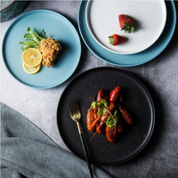 Plateau de service de pizza en céramique, direct d'usine, 8 pouces, 10 pouces, 12 pouces, italien moderne rond noir mat, assiette en céramique pour restaurant