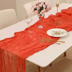 Nappe en <span class=keywords><strong>organza</strong></span> pour hôtel, décoration <span class=keywords><strong>de</strong></span> mariage, <span class=keywords><strong>chemin</strong></span> <span class=keywords><strong>de</strong></span> <span class=keywords><strong>table</strong></span> personnalisable en tissu froissé - Product Image 4