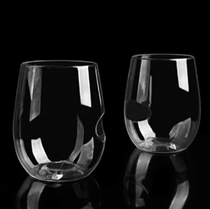 Verre à vin sans pied de forme spéciale transparent de 12 oz, avec indentations pour les doigts, coupe à dessert, incassable, recyclable, style classique américain - Product Image 6