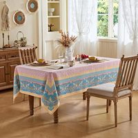 Nappe rectangulaire moderne en coton imprimé floral, faite à la main et personnalisable, imperméable et anti-taches, idéale pour mariages, fêtes, maison et extérieur