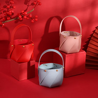 Sac cadeau populaire en cuir PU, mini panier 8*9cm avec poignée, emballage personnalisé pour bonbons et biscuits, fournitures pour la maison