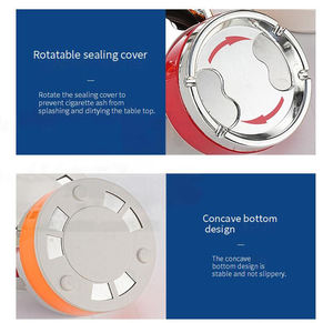 Cendrier portable rond personnalisé de nouvelle conception, différentes couleurs et tailles, cendrier en acier inoxydable, cendrier portable pour fumer avec couvercle rotatif - Product Image 4