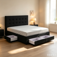 Lit rembourré de haute qualité au design moderne, alliant luxe haut de gamme, confort et style tissu moderne