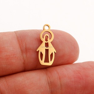 Etiqueta de Joyería Personalizada, Amuleto de la Virgen María Chapado en Oro, Amuleto de la Salve María de Acero Inoxidable, Colgante Religioso para Collar o Pulsera DIY - Product Image 4