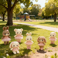 Kit de crochet pour débutants, adorable poupée lapin ou ours, ensemble de tricot DIY avec fil et outils, fournitures de tricot artisanal