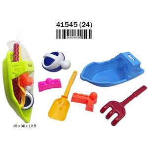 Red Barco Playa 6 Pc Beach Toys Set With Shovel Rake Bucket Mold For Kids Sand Play 15x36x12.5 Cm - Product Image 3