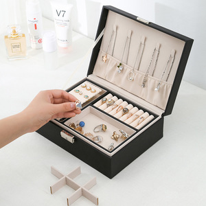 Popular Lady Style Leather Jewelry Set Display <strong>Earrings</strong> Necklace Rings Box Organizer <strong>Case</strong> - Product Image 2