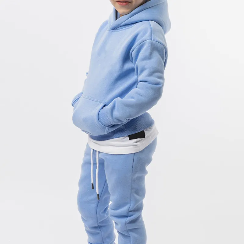 Organic bamboo children hoodie set Kids jogger sets customize toddler clothes sets eco friendly boy kids embroidered tracksuit
