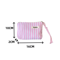 Tas Kosmetik Perjalanan Portabel Fashion Kustom untuk Wanita, Tas Penyimpanan Lipstik Kecil dengan Ritsleting, Pegangan Lembut, Dompet Koin dari Kanvas Katun
