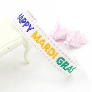 กำไลผ้าโพลีเอสเตอร์สำหรับผู้ชายผู้หญิงสายรัดแบบถักลายสีสันสวยงาม - Product Image 2