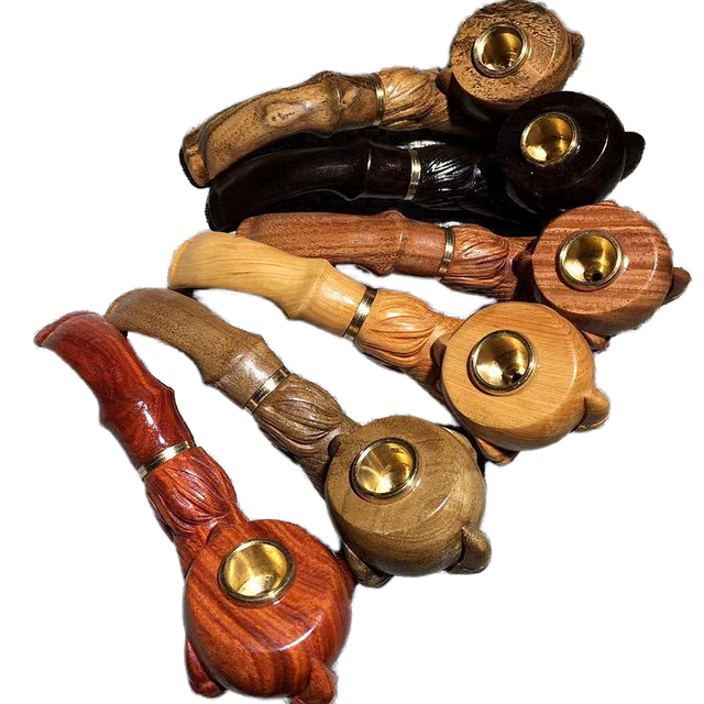 Golden Ebony Wood Lacquer Carving Dragon Claw Durable Tobacco Pipe Traditional Style Zzm Brand