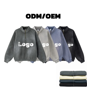 Hoodie Pullover Kerah Tinggi Setengah Resleting Model Longgar Nyaman, Bordir Kosong di Bahu, Custom Grosir, <span class=keywords><strong>2026</strong></span> - Product Image 2