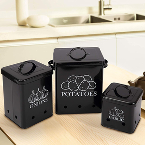 Kitchen Square Vegetable Storage Pot Food Storage Tin <strong>Potatoes</strong> Onion Garlic <strong>Container</strong> - Product Image 5