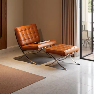 <span class=keywords><strong>Chaise</strong></span> de design Barcelone, résistante aux griffes des chats, en cuir/cuir ciré, <span class=keywords><strong>chaise</strong></span> de loisirs, <span class=keywords><strong>2</strong></span> couleurs disponibles - Product Image 1